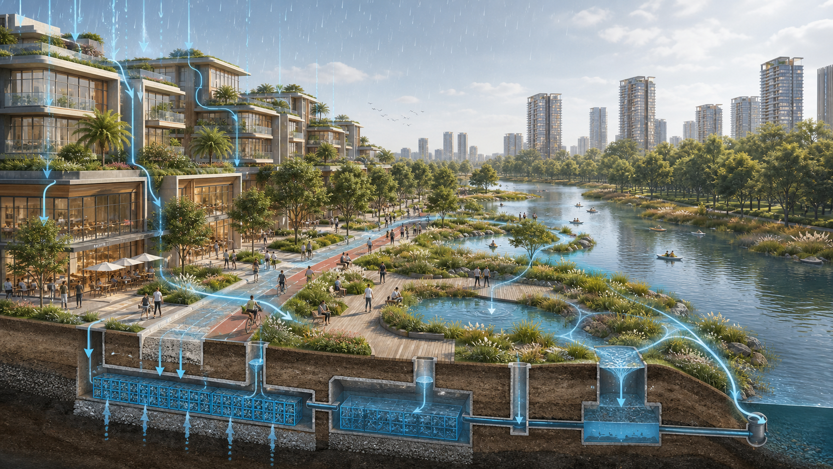 Minh họa định hướng cây xanh và mặt nước tại Vĩnh Hưng