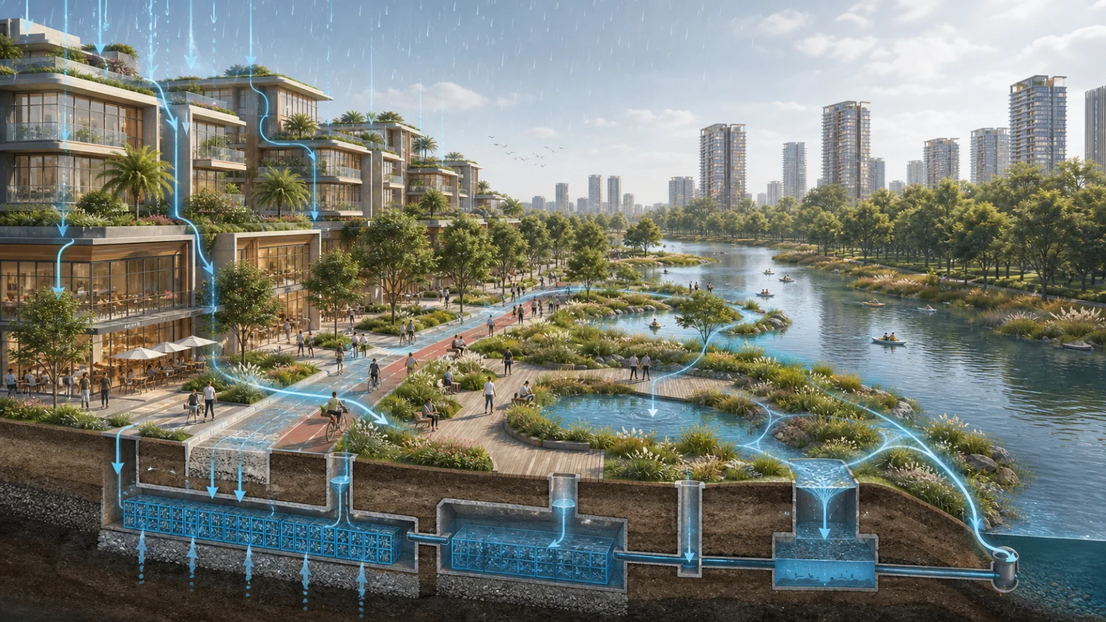 Minh họa định hướng cây xanh và mặt nước tại Vĩnh Hưng